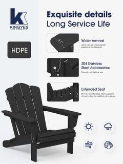 No. 5 - KINGYES HDPE All-Weather Folding Adirondack Chair - 5