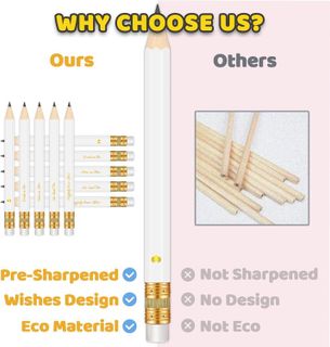No. 10 - Vusnud 50Pcs – Bridal Shower Sharpened Half Pencils with Erasers - 2