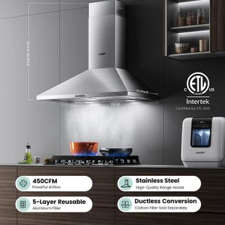 No. 10 - COMFEE' CVP30W6AST Ducted Pyramid Range 450 CFM Stainless Steel Wall Mount Vent Hood - 2