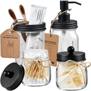 No. 3 - Mason Jar Bathroom Accessories Set - 1