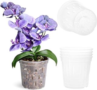 No. 10 - Clear Orchid Pot with Holes(4-Pack) - 1