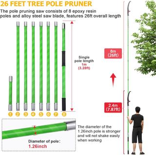 No. 6 - 26 Feet Tree Pole Pruner Manual Branches Trimmer - 4