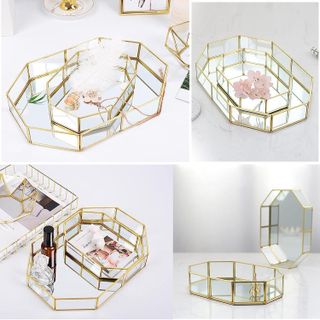 No. 9 - Hipiwe Polygon Gold Mirrored Makeup Tray - 2