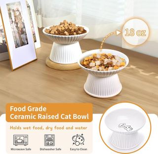 No. 4 - COMESOON 6.5" Extra Wide Ceramic Elevated Cat Bowl - 4