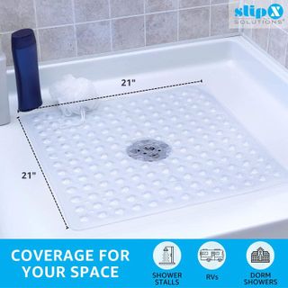 No. 3 - SlipX Solutions Clear Square Shower Stall Mat - 5