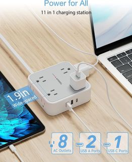 No. 10 - TESSAN Surge Protector Flat Extension Cord Power Strip - 2