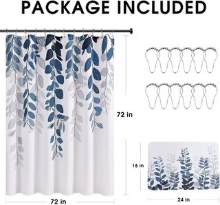 No. 6 - Small Stall Blue Shower Curtain Set with Rug - 5