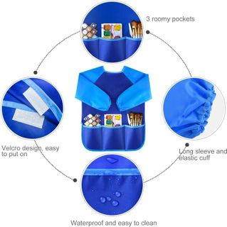 No. 4 - KUUQA Waterproof Children Art Smock Kids Art Aprons with 3 Roomy Pockets - 4