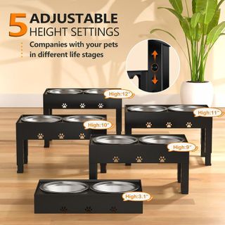 No. 4 - LAKIPETN Adjustable Elevated Dog Bowls - 4