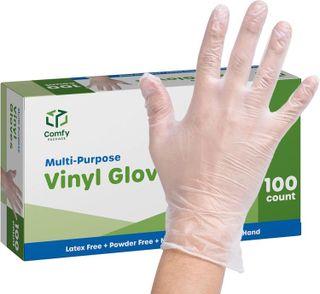 No. 3 - Comfy Package Clear Powder Free Vinyl Disposable Plastic Gloves - 1