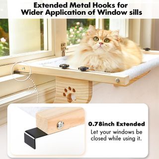 No. 4 - AMOSIJOY Cat Sill Window Perch Sturdy Cat Hammock Window Seat with Wood & Metal Frame - 2