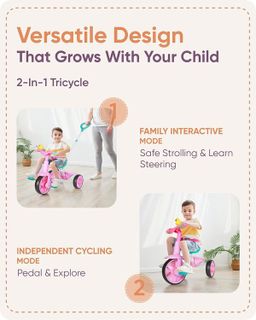 No. 8 - KRIDDO 2 in 1 Kids Tricycles Age 18 Month to 3 Years - 3