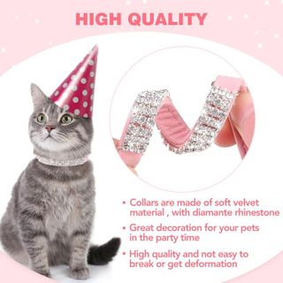 No. 8 - BINGPET Adjustable Cat Collar Soft Velvet Safe Collars Bling Diamante with Bells - 4