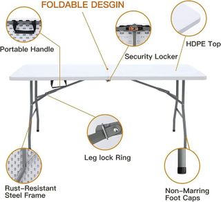 No. 10 - Lakhow UP041 6 Foot Long Portable Plastic Folding Multipurpose Utility Picnic Table - 5