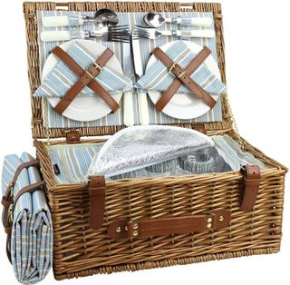 No. 6 - HappyPicnic Wicker Picnic Basket Set for 4 Persons - 1