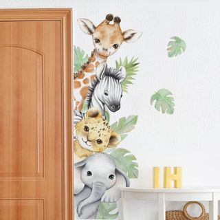 No. 9 - Watercolor Jungle Animal Wall Decals - 1