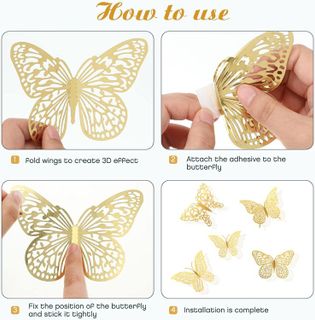 No. 8 - 3D Gold Butterfly Decorations Stickers - 4