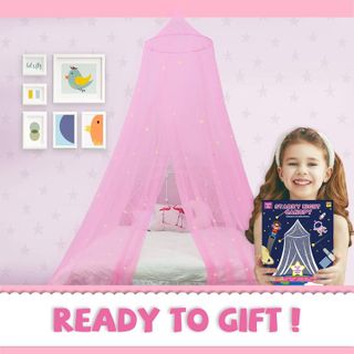 No. 3 - South to East Pink Bed Canopy for Girls with Glowing Stars - 5