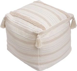 No. 8 - blue page Boho Neutral Decorative Square Unstuffed Pouf - 1