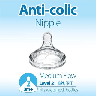 No. 10 - Dr. Brown's Natural Flow Level 2 Wide-Neck Baby Bottle Silicone Nipple - 2
