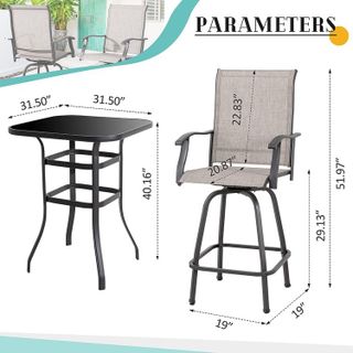 No. 1 - Vongrasig 3 Piece Patio Swivel Bar Set - 2