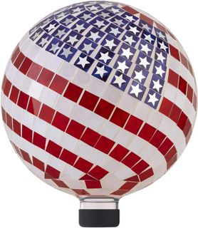 No. 2 - Alpine Corporation 12" Tall Indoor/Outdoor Mosaic American Flag Gazing Globe Yard Art Decor - 1