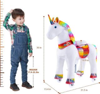 No. 5 - WondeRides Ride on Rainbow Unicorn Horse - 5