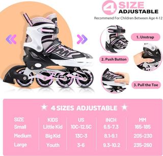 No. 6 - 2PM SPORTS Cytia Pink Girls Adjustable Illuminating Inline Skates - 3