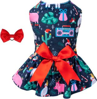 No. 4 - CuteBone Dog Dresses Velvet Holiday Small Dogs Clothes - 1