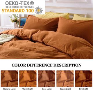 No. 10 - Terracotta Burnt Orange Duvet Cover Set - 5