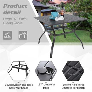 No. 10 - PHI VILLA 5-Piece Metal Patio Outdoor Table and Chairs Dining Set - 3