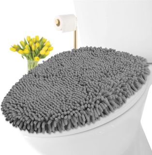 No. 3 - LuxUrux Soft Chenille Bathroom Toilet Lid Cover - 1