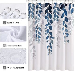 No. 6 - Small Stall Blue Shower Curtain Set with Rug - 3