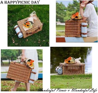 No. 6 - HappyPicnic Wicker Picnic Basket Set for 4 Persons - 2