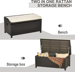 No. 3 - Outsunny Outdoor Wicker Storage Bench Deck Box - 4