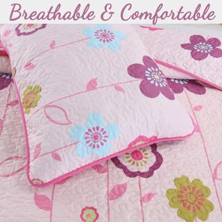 No. 9 - Cozy Line Home Fashions Pink Little Heart Floral Queen Coverlet Bedspread Quilt Set - 4