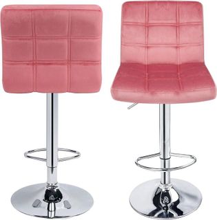 No. 2 - Leopard Outdoor Products Velvet Pink Square Back Patio Stools & Bar Chairs - 3