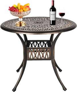 No. 10 - Grepatio 35.4" Round Cast Aluminum Dining Table - 1