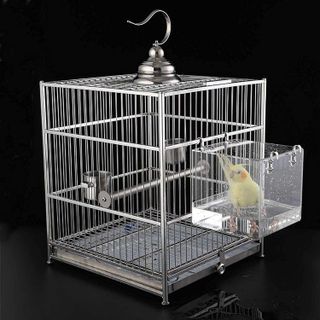 No. 5 - Suremita Hanging Bird Bath Cube Bird Bathtub Bath Shower Box Bowl Cage Accessory - 5