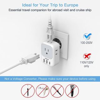 No. 3 - TESSAN European Travel Plug Adapter USB C - 4