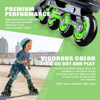 No. 5 - 2PM SPORTS Torinx Green Boys Adjustable Inline Skates - 4