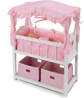 No. 7 - Badger Basket Canopy Doll Crib with Baskets, Bedding, and Mobile - 4