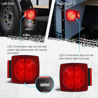 No. 1 - Partsam Under 80" Marine Square Red/White LED Trailer Lights - 4