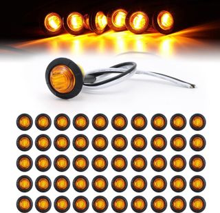 No. 8 - TMH 50 pcs 3/4 Inch Amber 3 LED Mini Round Miniature Side Marker Lights - 1