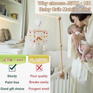 No. 5 - JETM·HH Baby Crib Mobile Arm Wooden Holder - 5