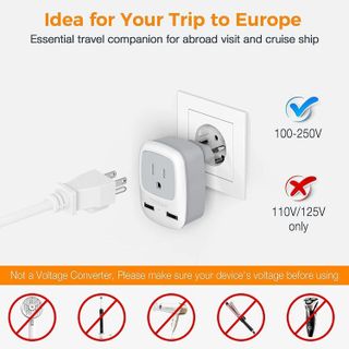 No. 1 - TESSAN European Travel Plug Adapter - 5