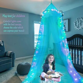 No. 7 - Obrecis Bed Canopy with LED Star Lights, Princess Canopy Bed Curtain - 3