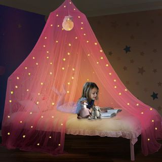 No. 3 - South to East Pink Bed Canopy for Girls with Glowing Stars - 2