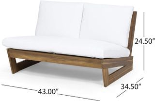 No. 3 - Great Deal Furniture Kaitlyn Outdoor Acacia Wood Loveseat with Cushions - 3