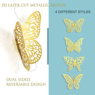 No. 8 - 3D Gold Butterfly Decorations Stickers - 3